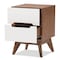 Baxton Studio Calypso Mid-Century White and Walnut Wood 2-Drawer Storage Nightstand 137-7504 - alternate 6